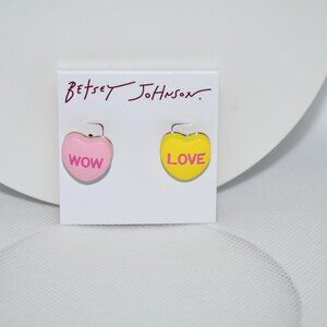 Betsey Johnson Sweetheart Mismatch Stud Earrings #576286GLD650 NWT